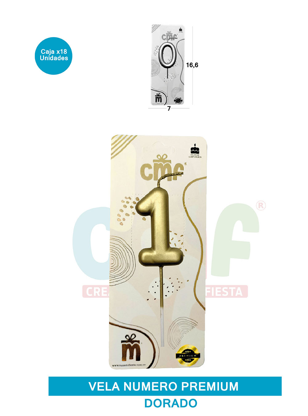 VELA NUMERO PREMIUM DORADO 1