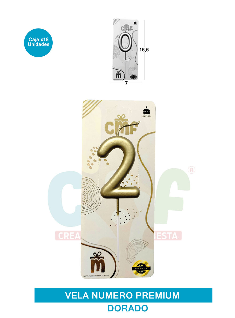 VELA NUMERO PREMIUM DORADO 2