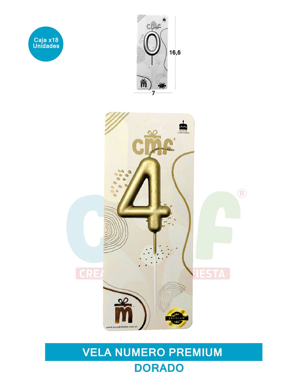 VELA NUMERO PREMIUM DORADO 4