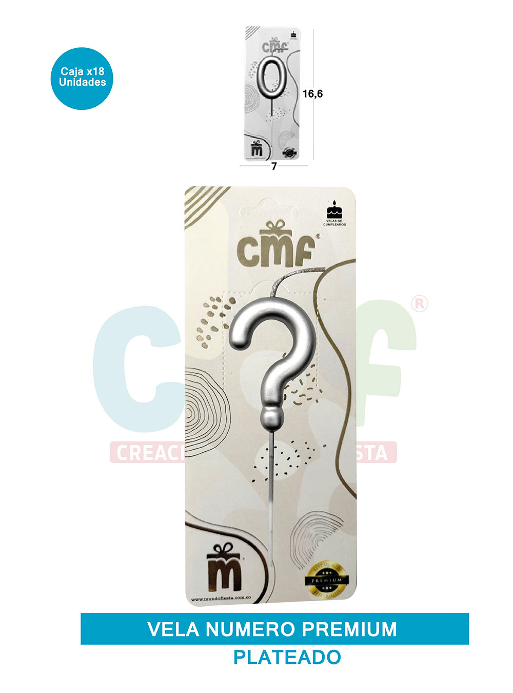 VELA NUMERO PREMIUM PLATEADO ?