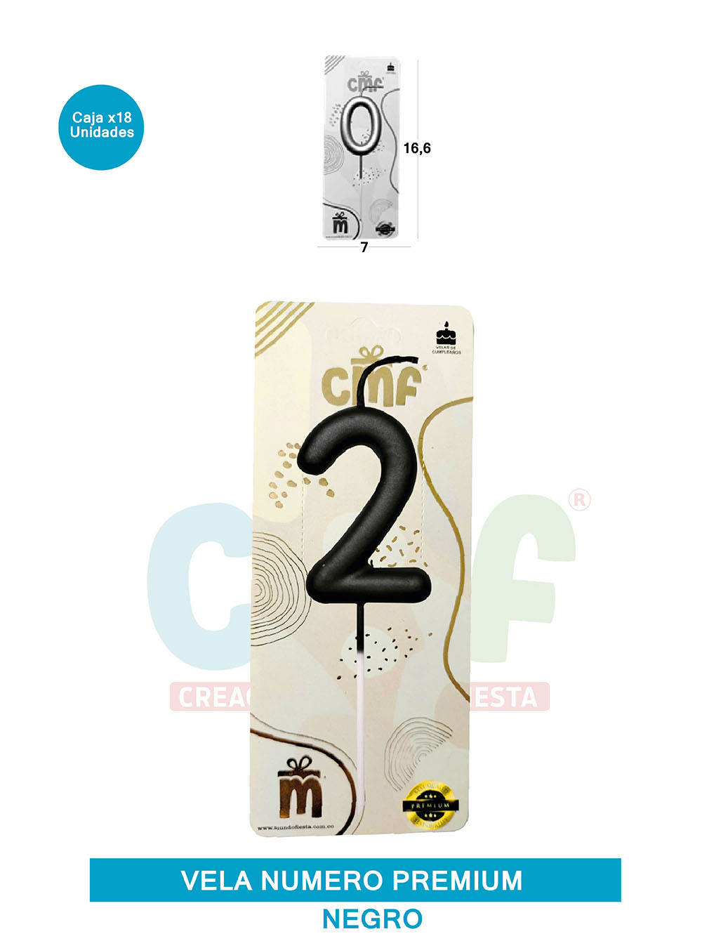 VELA NUMERO PREMIUM NEGRO 2