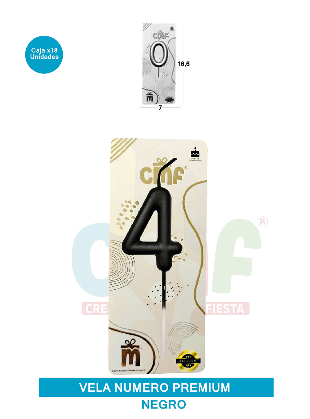 VELA NUMERO PREMIUM NEGRO 4