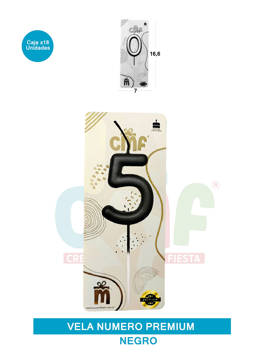 VELA NUMERO PREMIUM NEGRO 5