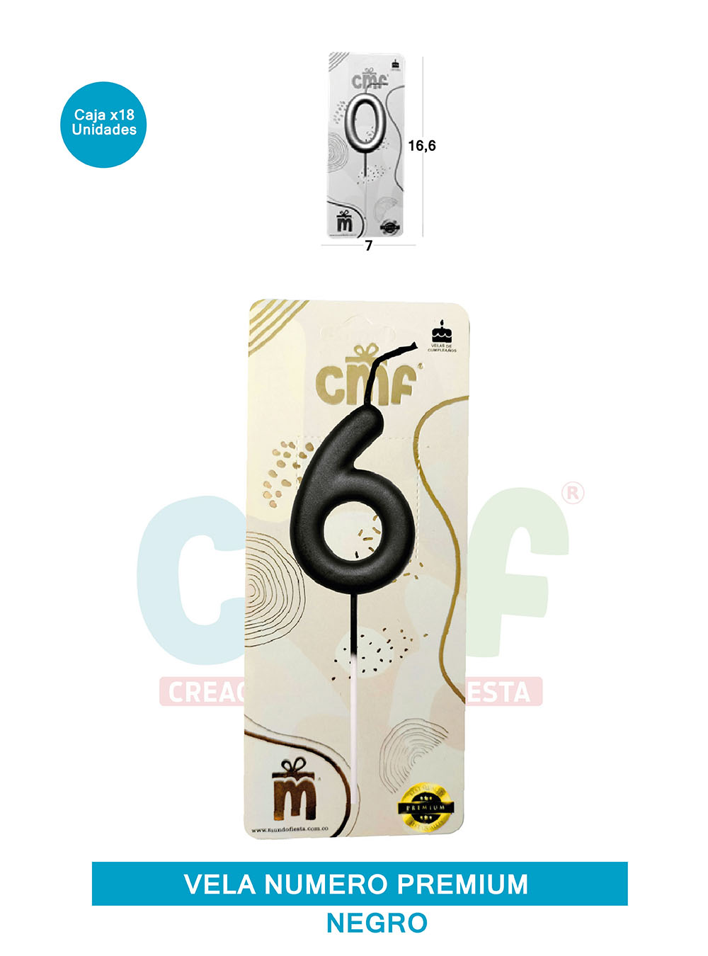 VELA NUMERO PREMIUM NEGRO 6