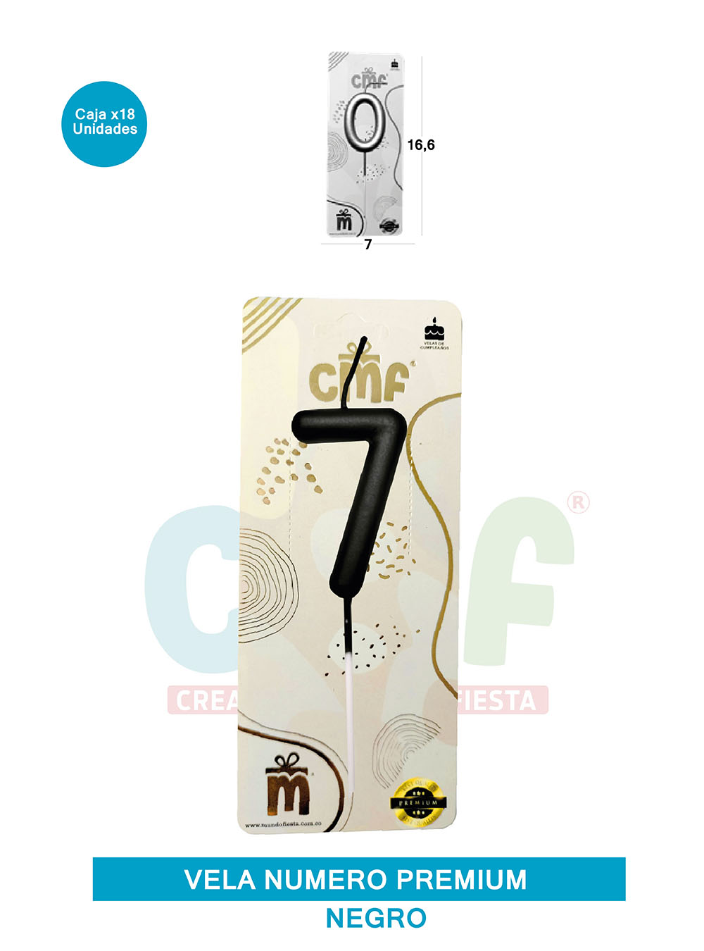 VELA NUMERO PREMIUM NEGRO 7