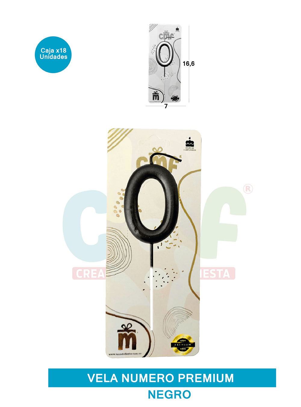 VELA NUMERO PREMIUM NEGRO 0