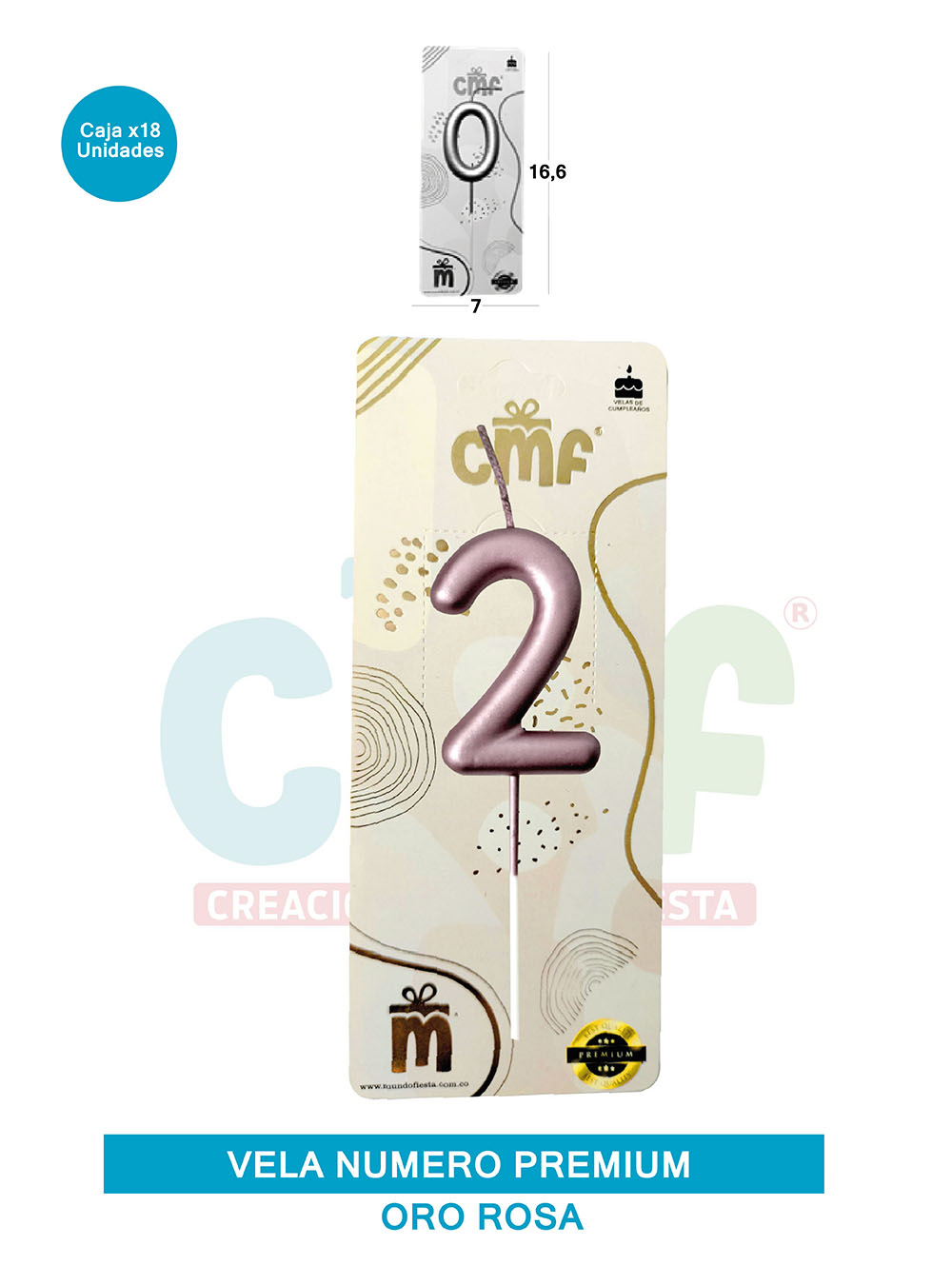 VELA NUMERO PREMIUM ORO ROSA 2