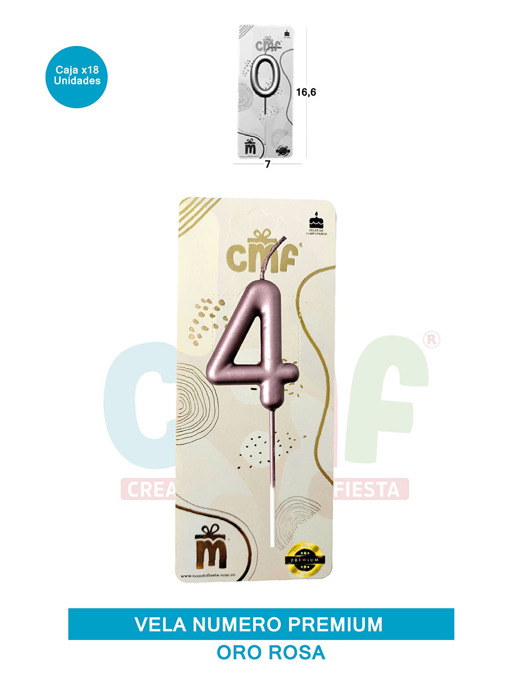 VELA NUMERO PREMIUM ORO ROSA 4