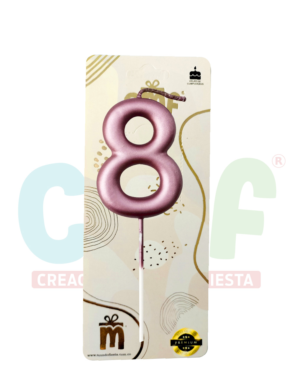 VELA NUMERO PREMIUM ORO ROSA 8