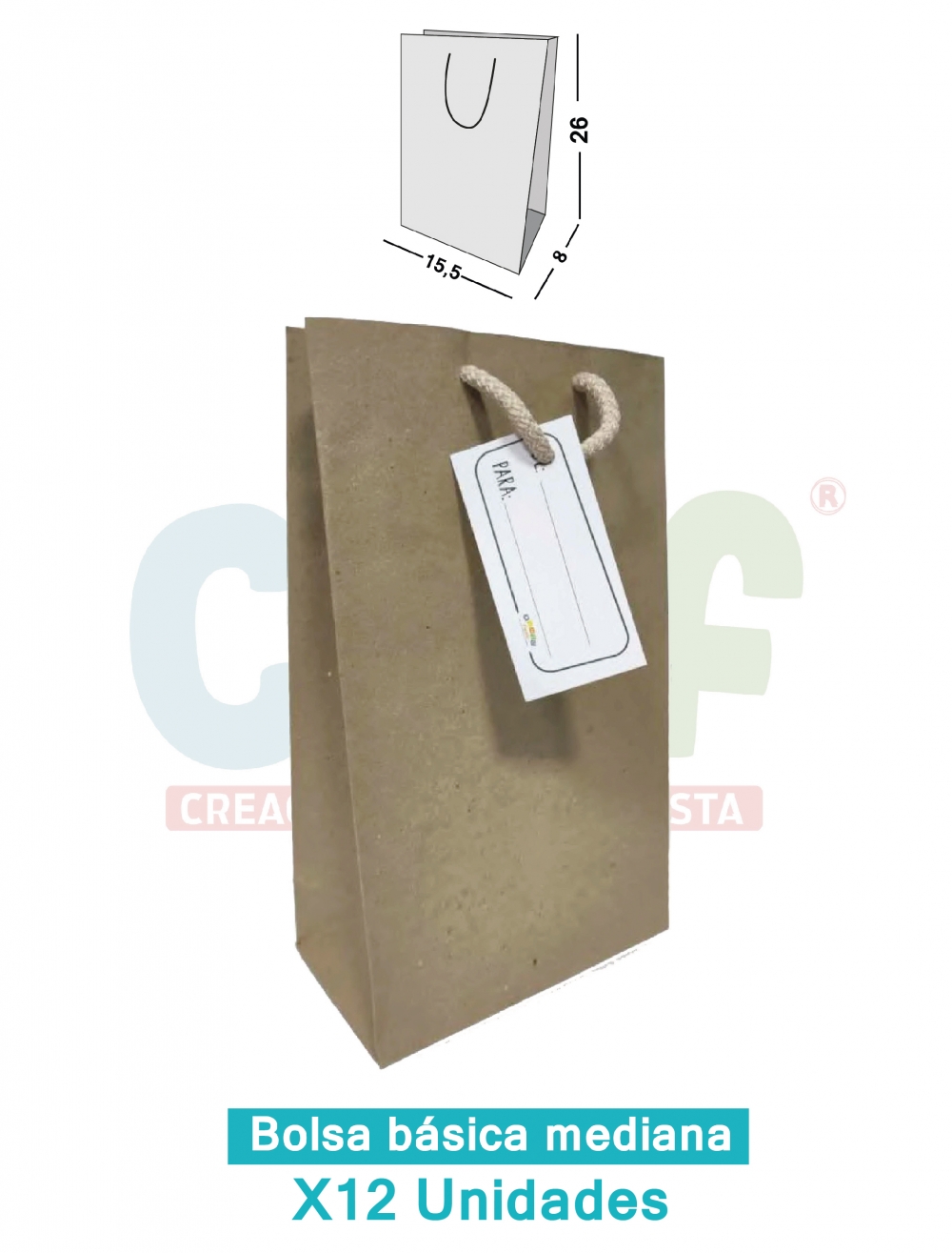 BOLSA KRAFT BASICA MEDIANA X 12