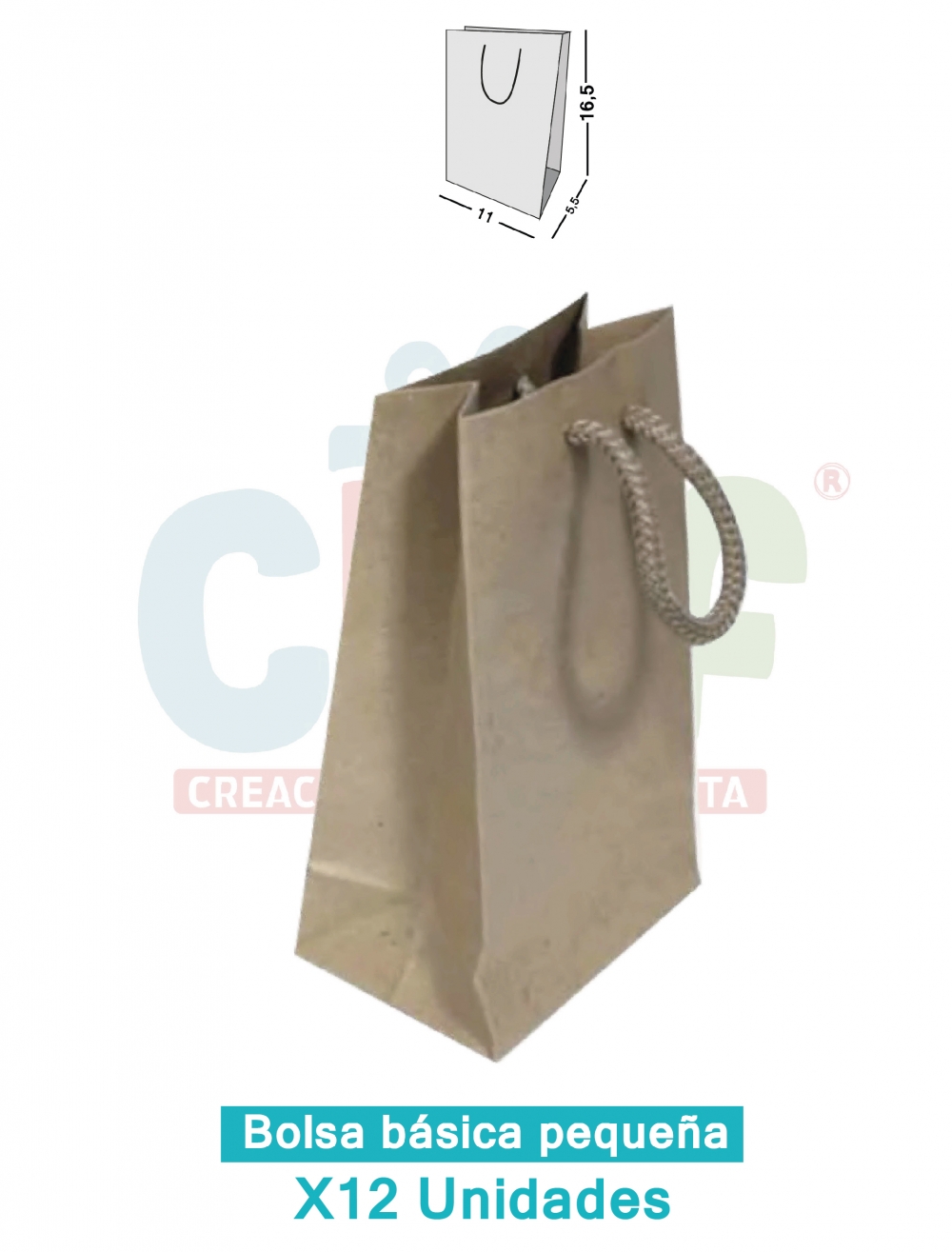 BOLSA KRAFT BASICA PEQUEÑA X 12