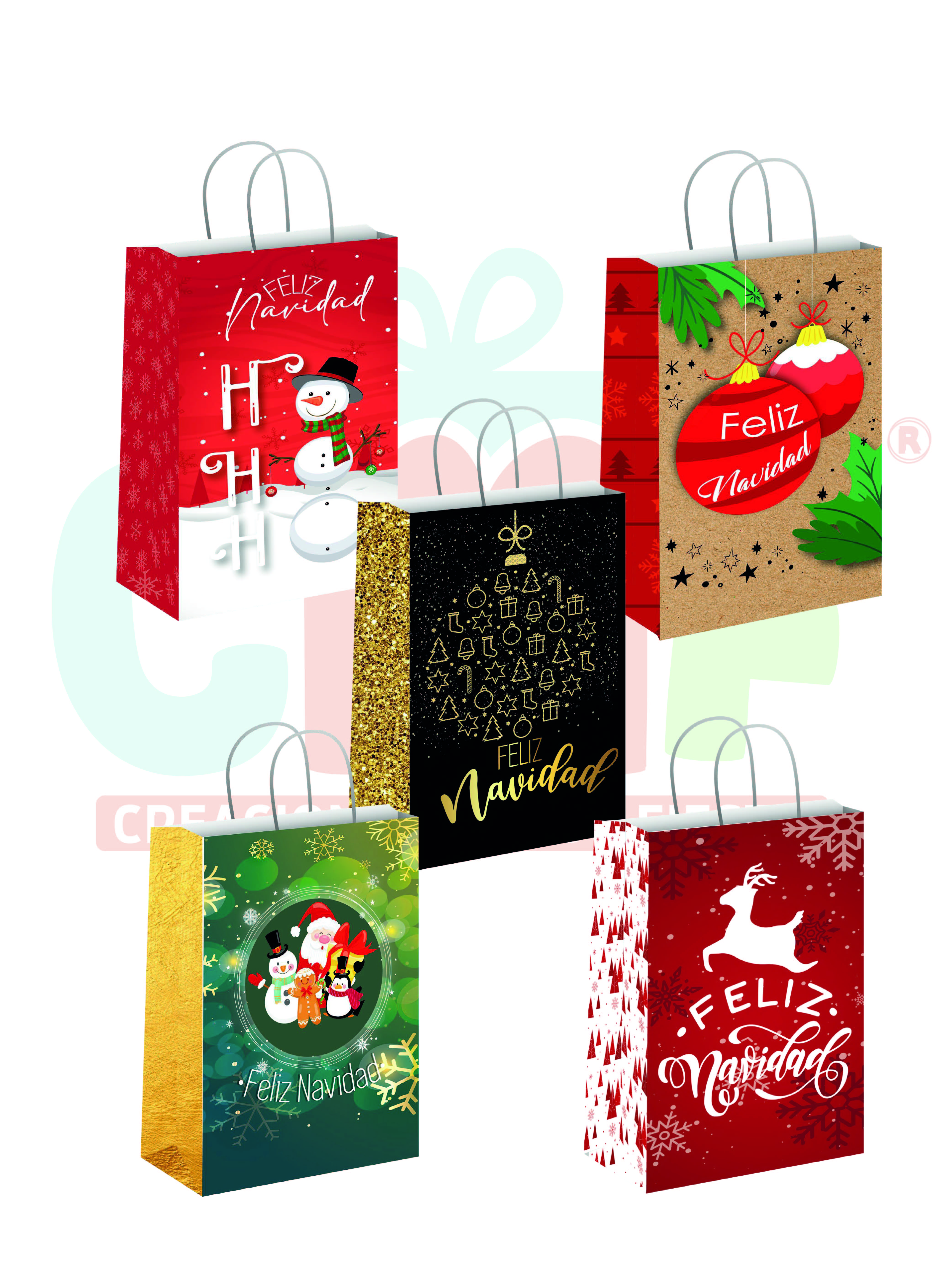 BOLSA REGALO TRADICIONAL MEDIANA X10 MEDIANA NAVIDAD