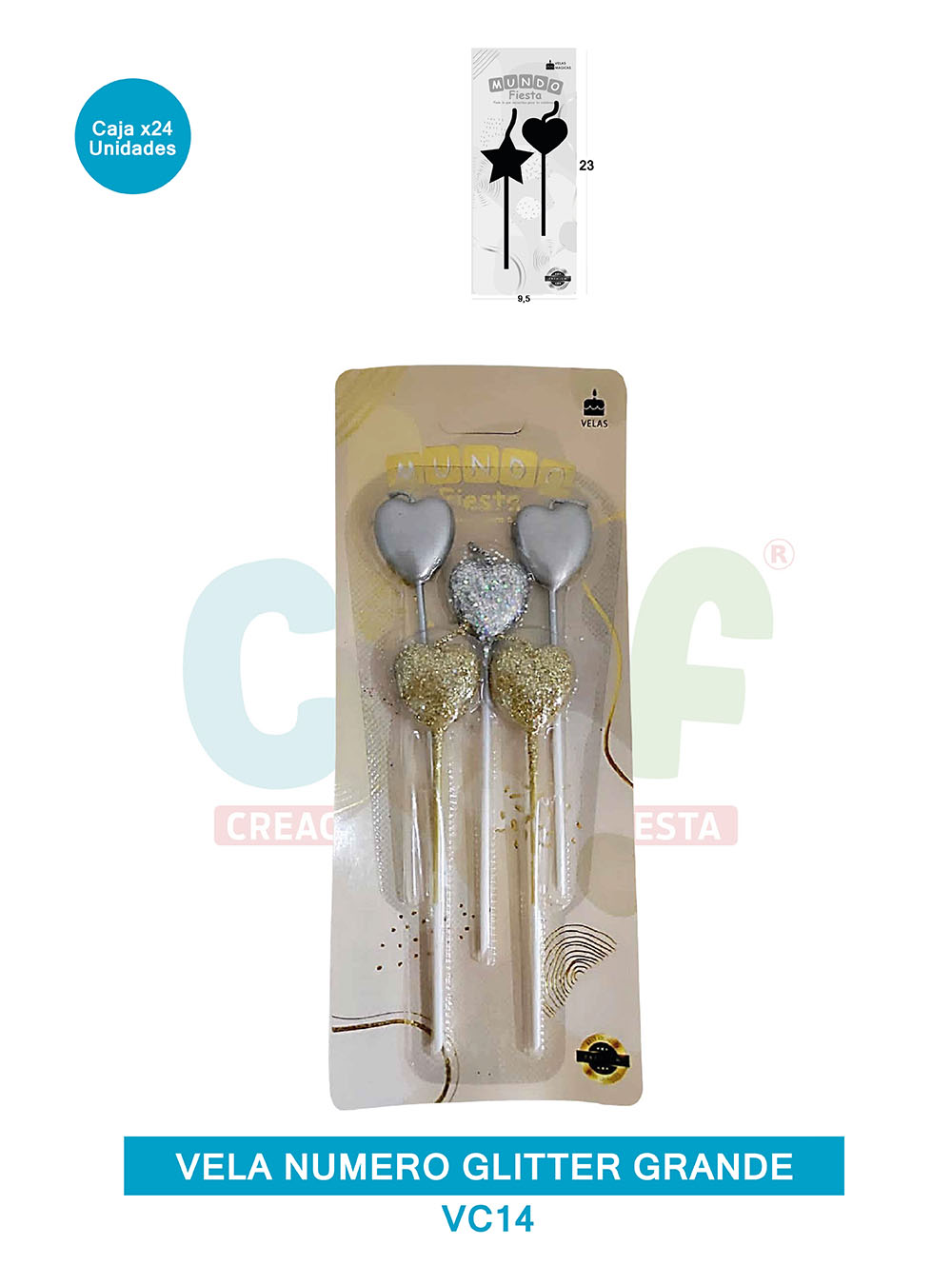 VELA FIGURA METALIZADA  X5  GRUPO C CORAZON VC14