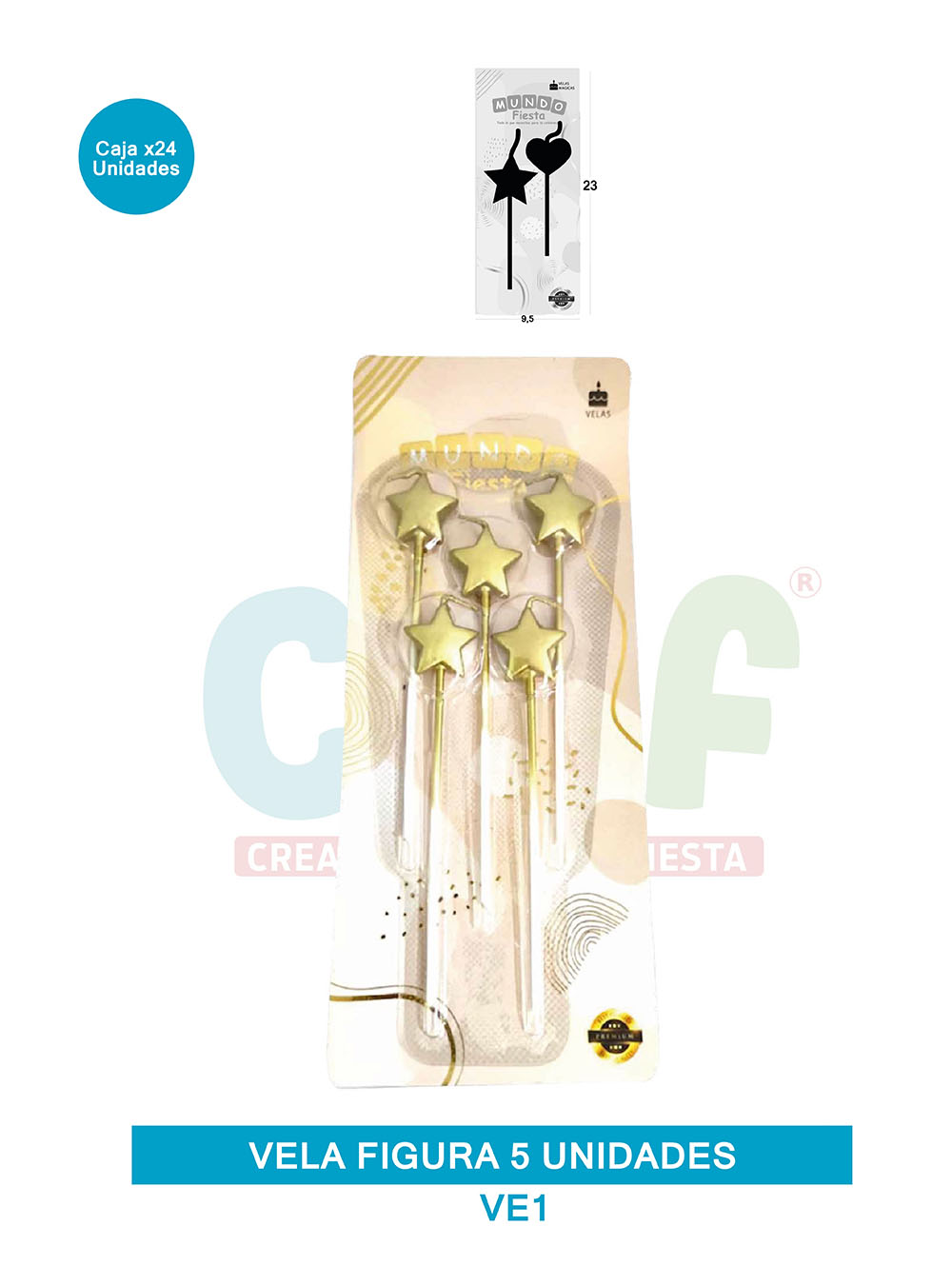 VELA FIGURA METALIZADA  X5  GRUPO A ESTRELLA VE1