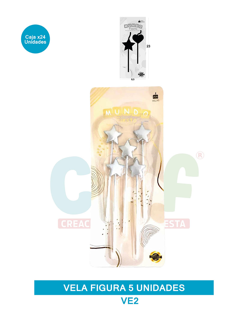 VELA FIGURA METALIZADA  X5  GRUPO A ESTRELLA VE2