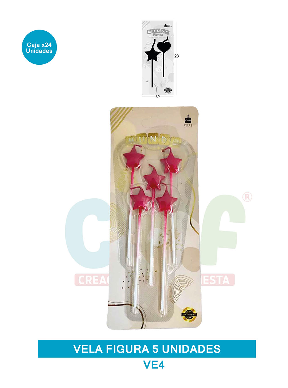 VELA FIGURA METALIZADA  X5  GRUPO A ESTRELLA VE4