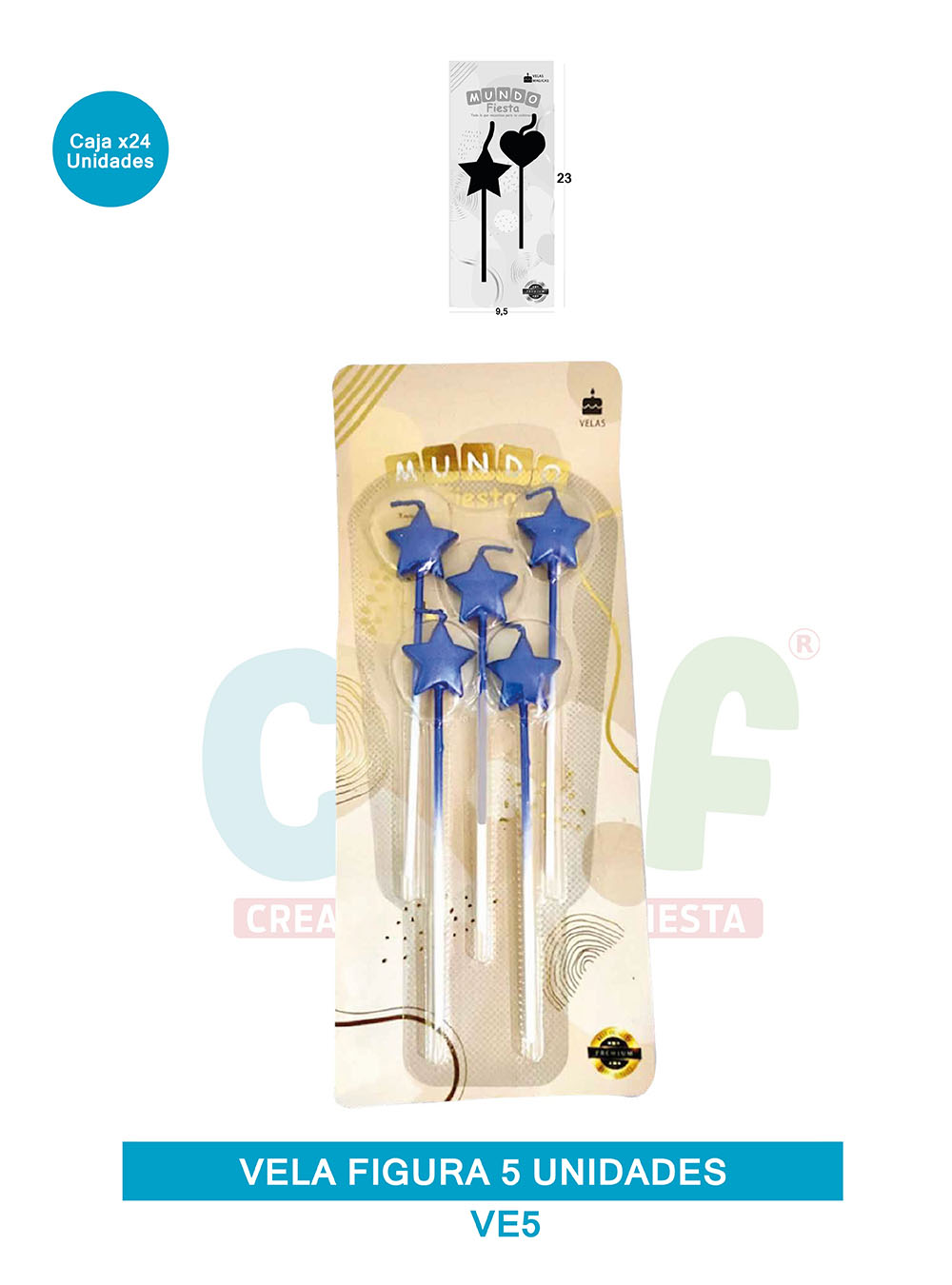VELA FIGURA METALIZADA  X5  GRUPO A ESTRELLA VE5