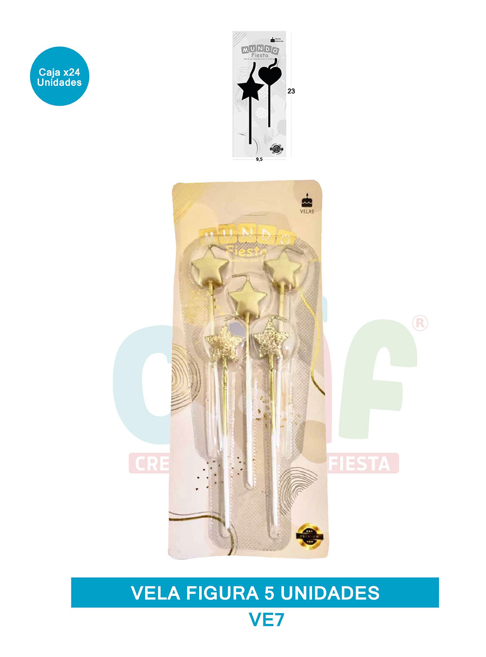 VELA FIGURA METALIZADA  X5  GRUPO B ESTRELLA VE7