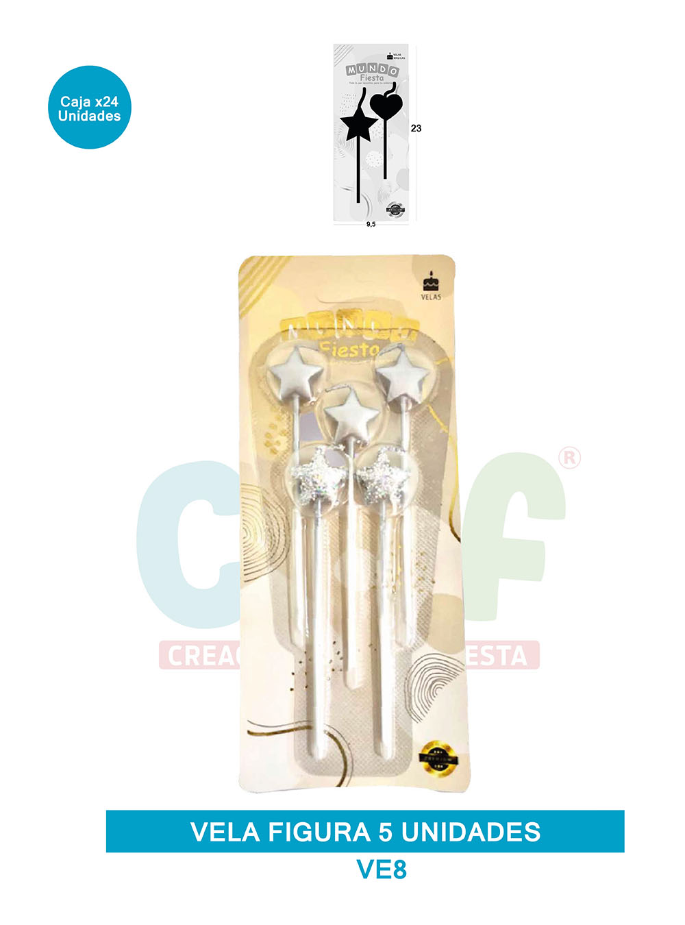 VELA FIGURA METALIZADA  X5  GRUPO B ESTRELLA VE8