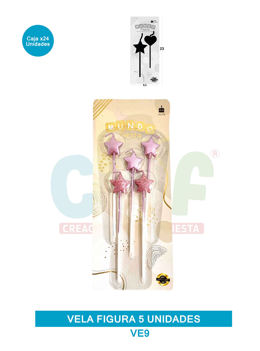 VELA FIGURA METALIZADA  X5  GRUPO B ESTRELLA VE9