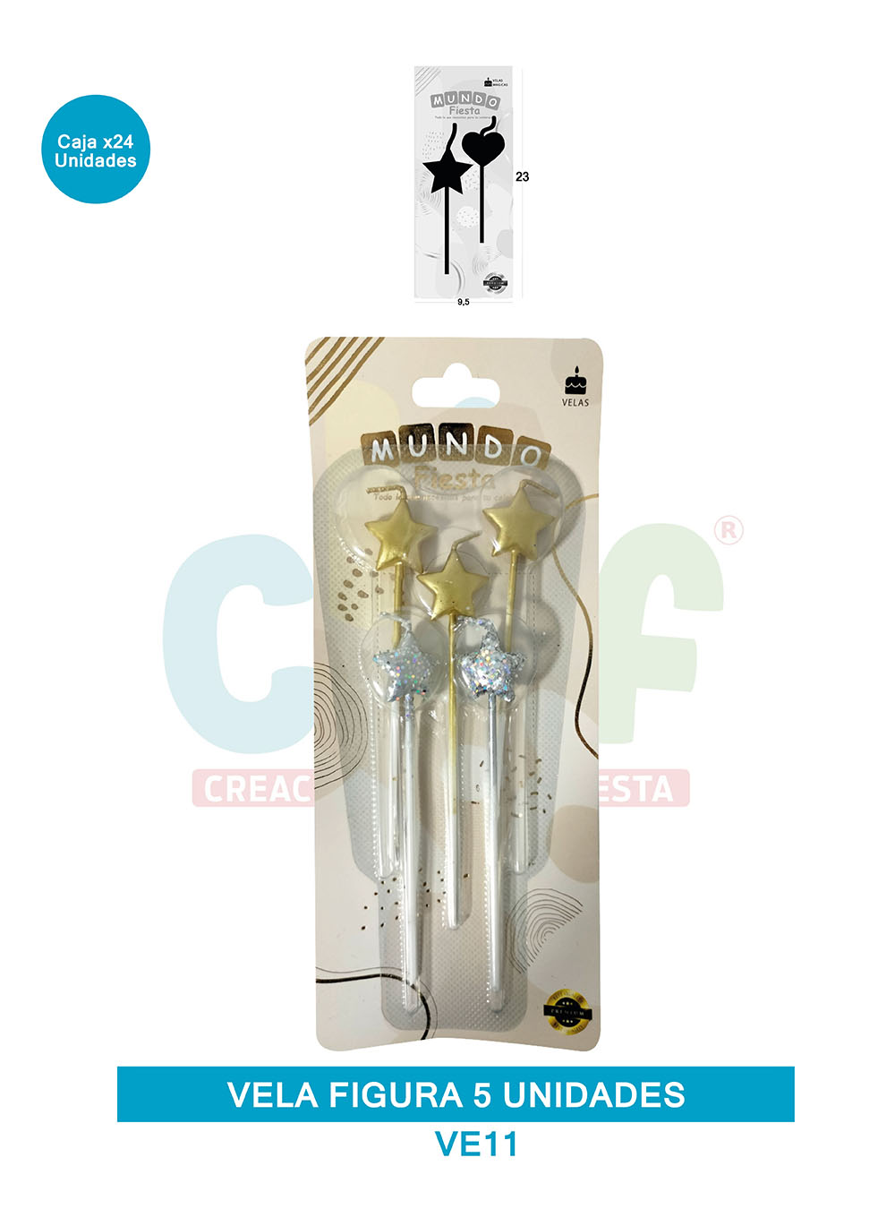 VELA FIGURA METALIZADA  X5  GRUPO C ESTRELLAS VE11