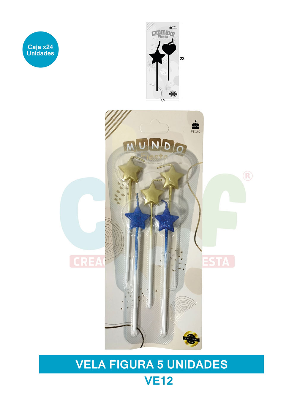 VELA FIGURA METALIZADA  X5  GRUPO C ESTRELLAS VE12