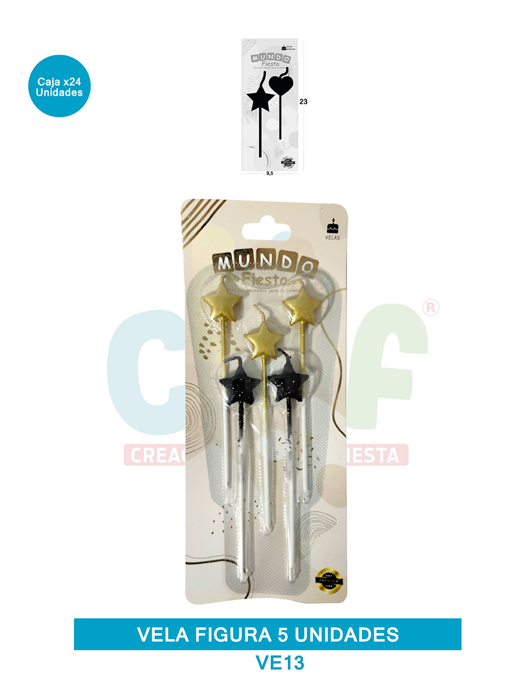 VELA FIGURA METALIZADA  X5  GRUPO C ESTRELLAS VEV13