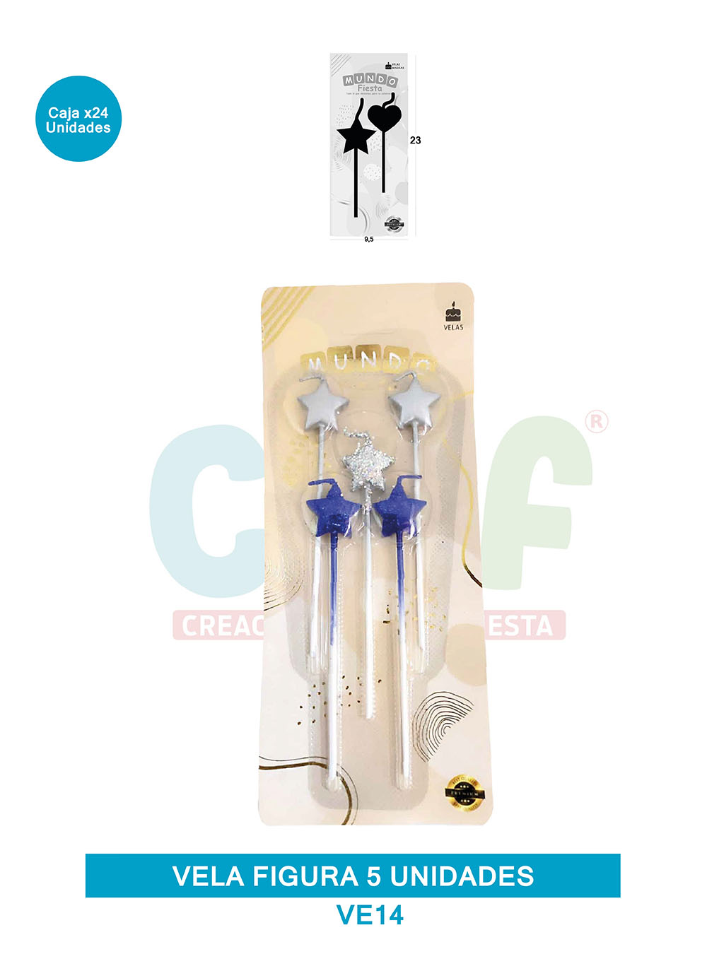 VELA FIGURA METALIZADA  X5  GRUPO C ESTRELLAS VE14
