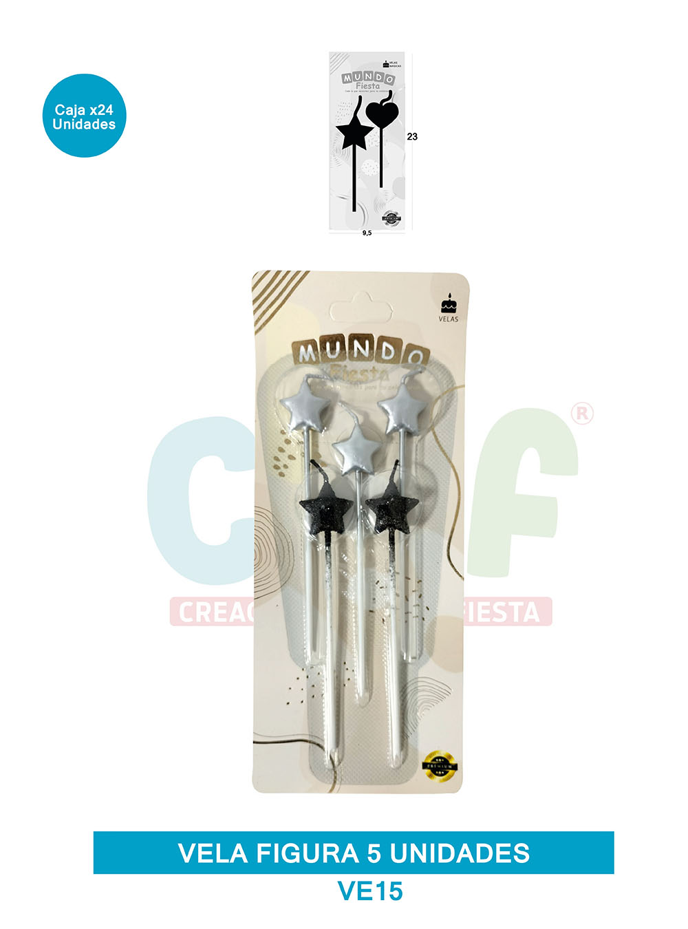 VELA FIGURA METALIZADA  X5  GRUPO C ESTRELLAS VE15