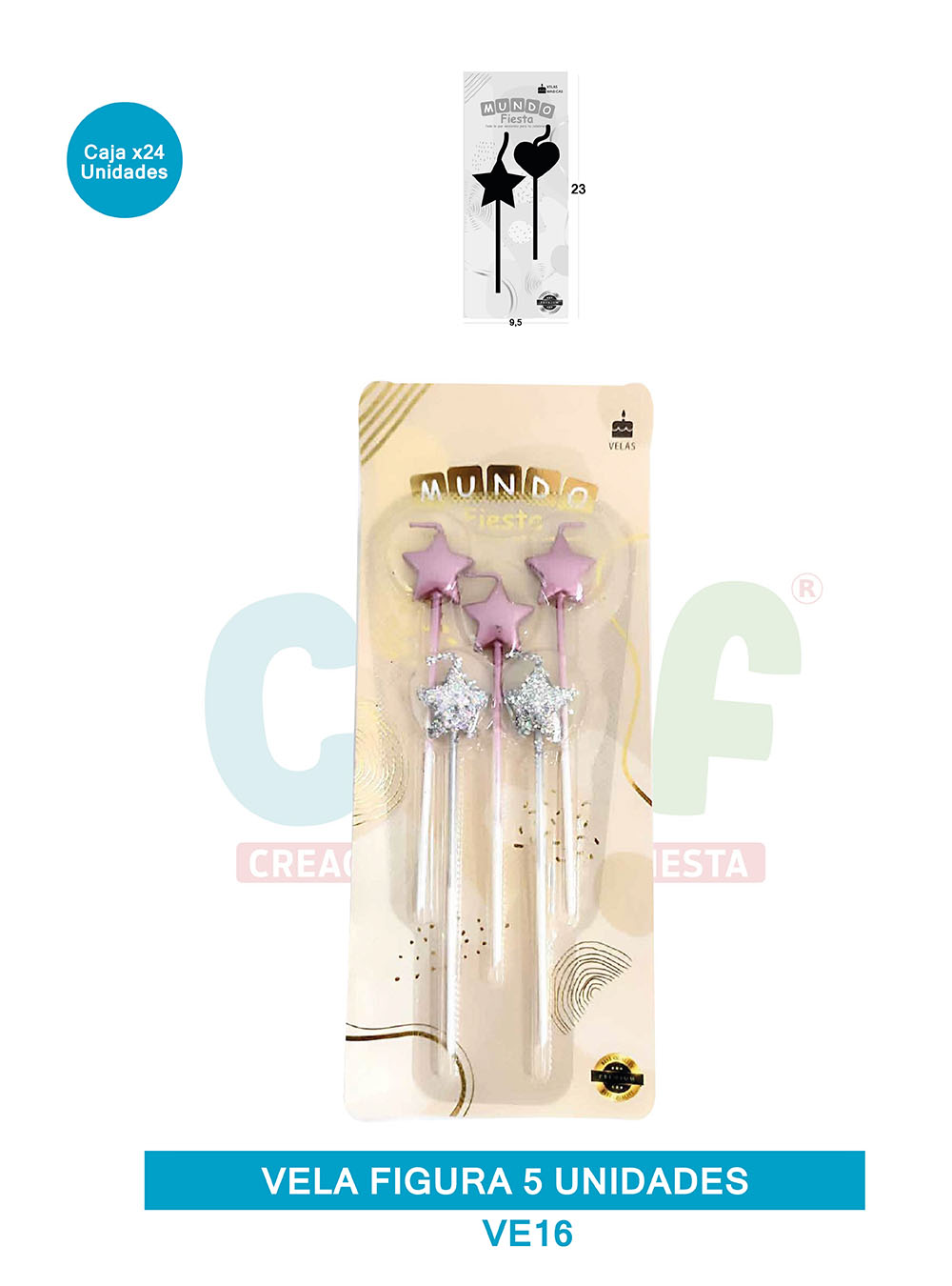 VELA FIGURA METALIZADA  X5  GRUPO D ESTRELLAS VE16