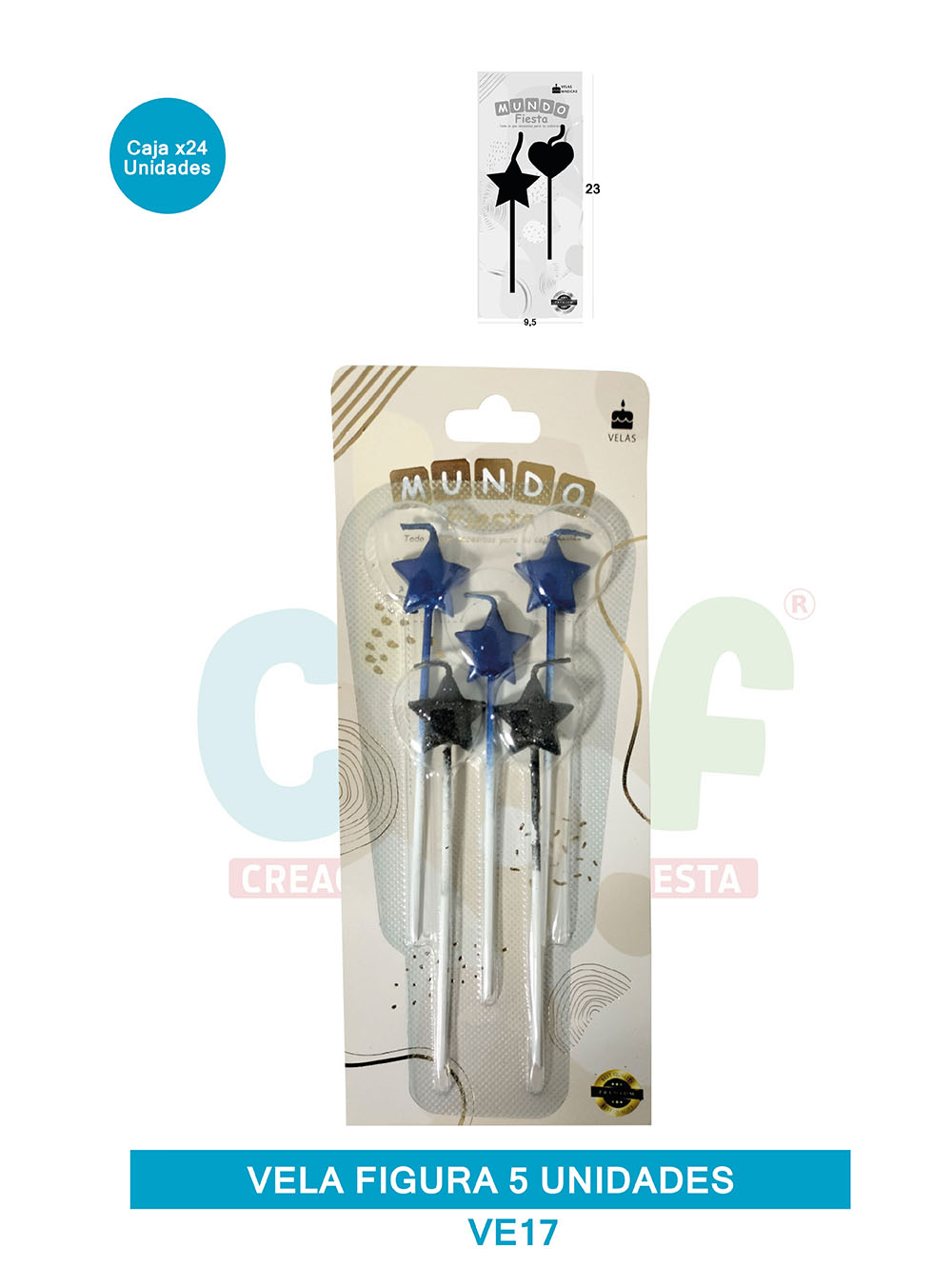 VELA FIGURA METALIZADA  X5  GRUPO D ESTRELLAS VE17