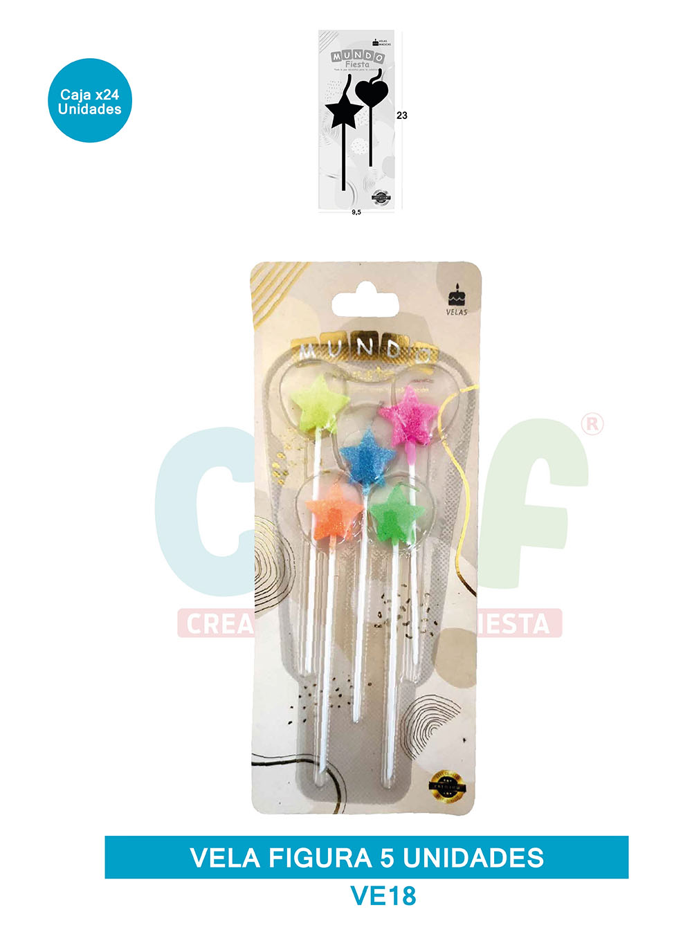VELA FIGURA METALIZADA  X5  GRUPO D ESTRELLAS VE18