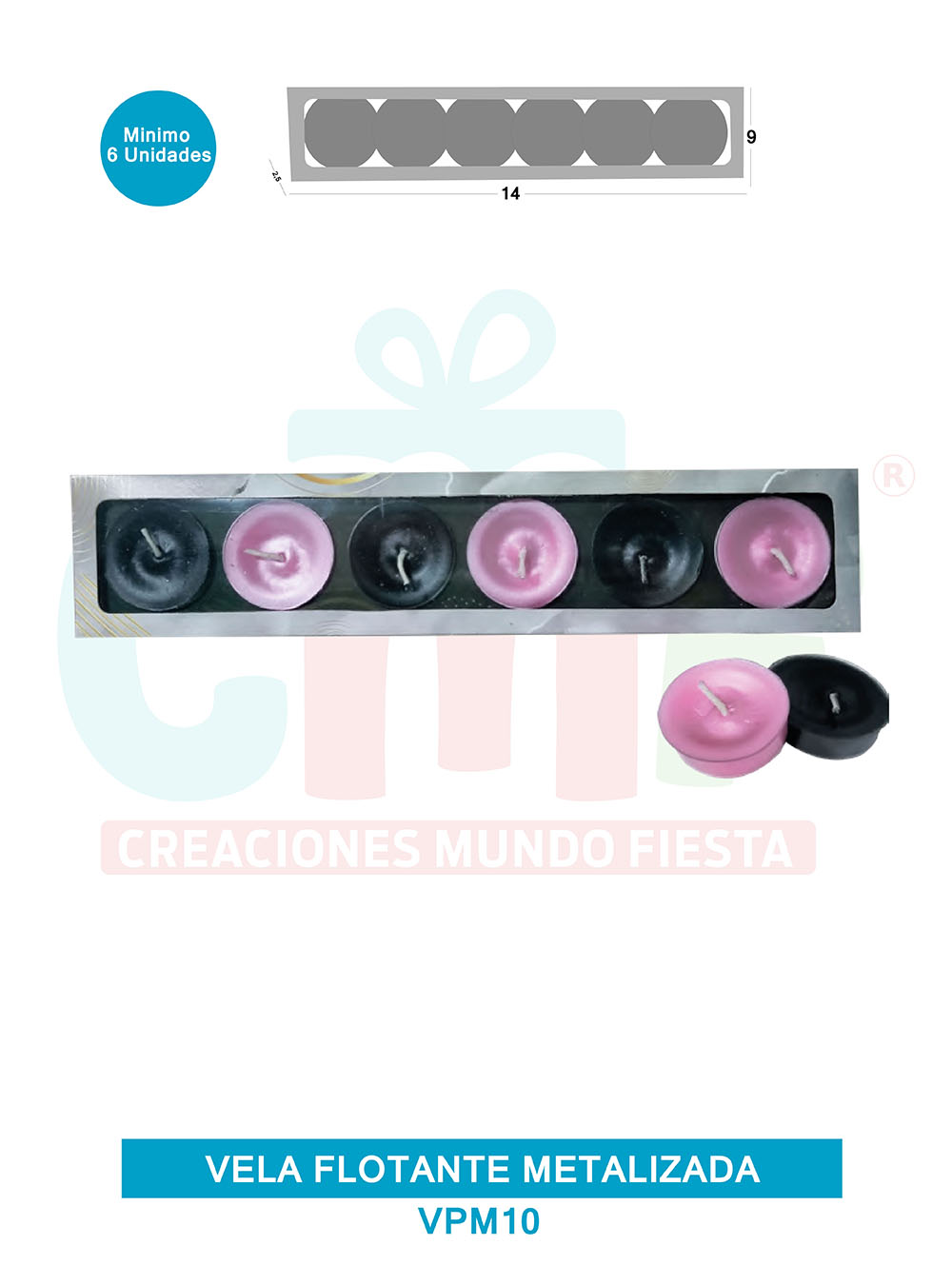 VELA PEBETERO METALIZADA/ MENSAJE OCULTO  VPM10