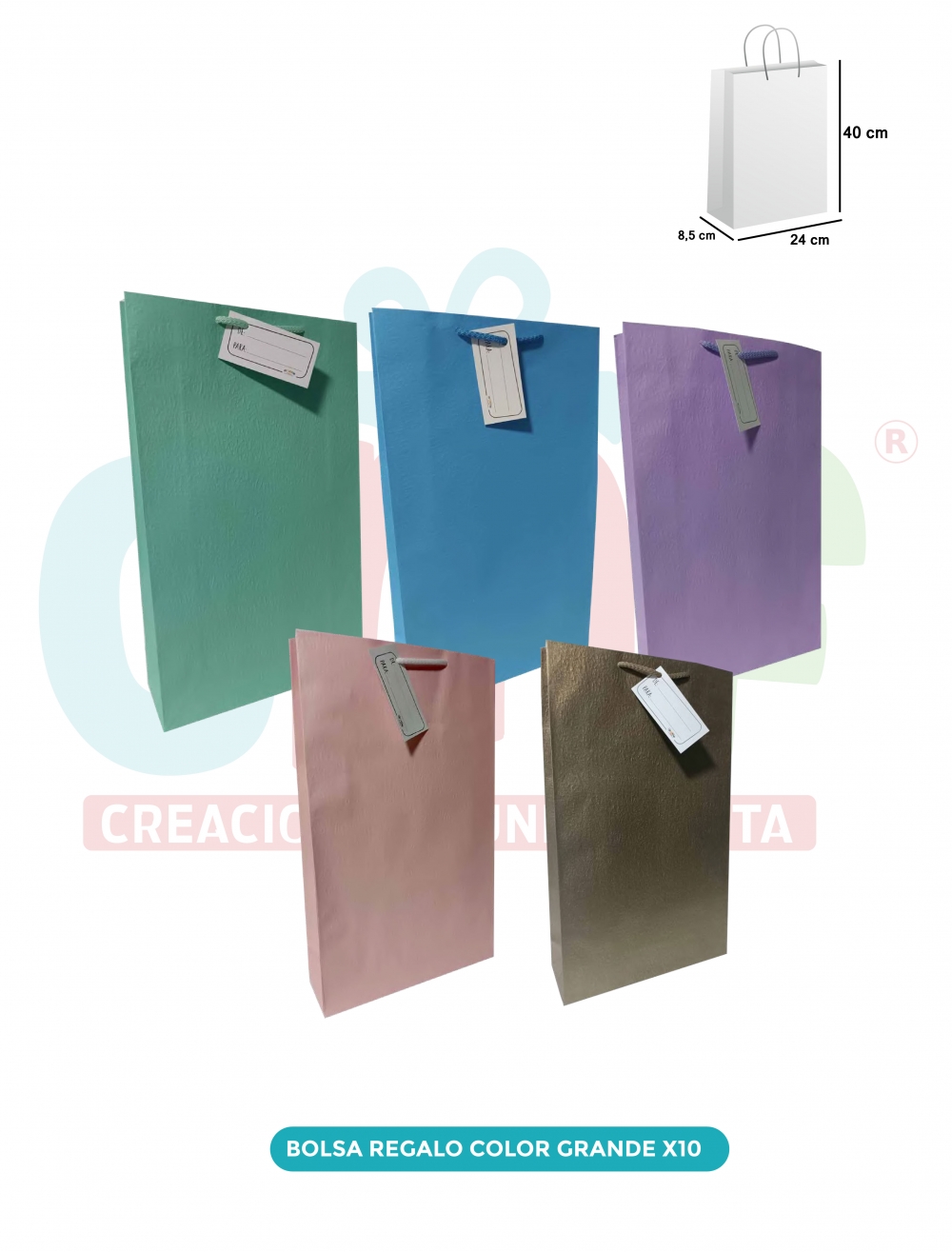 BOLSA REGALO COLOR GRANDE X10