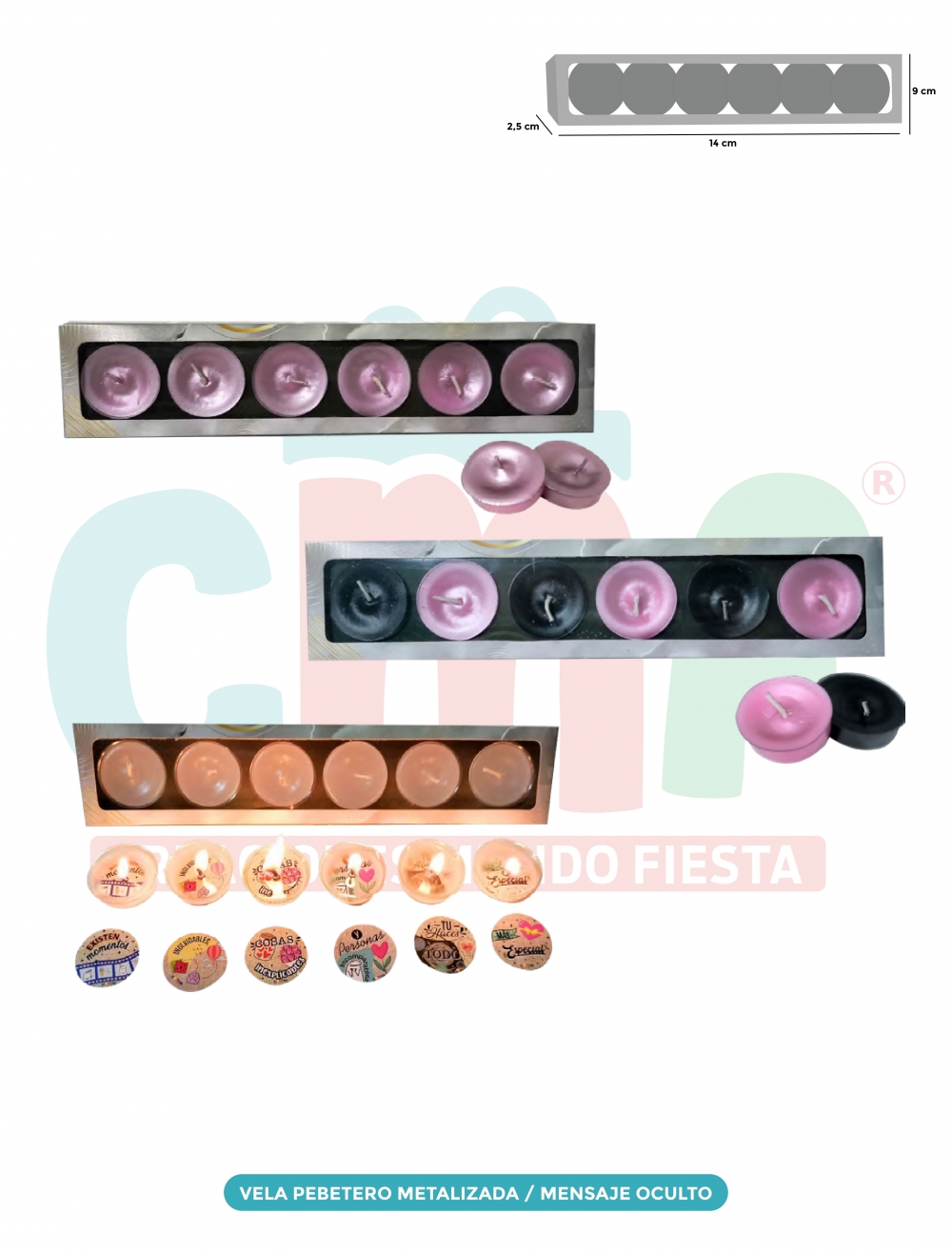 VELA PEBETERO METALIZADA/ MENSAJE OCULTO