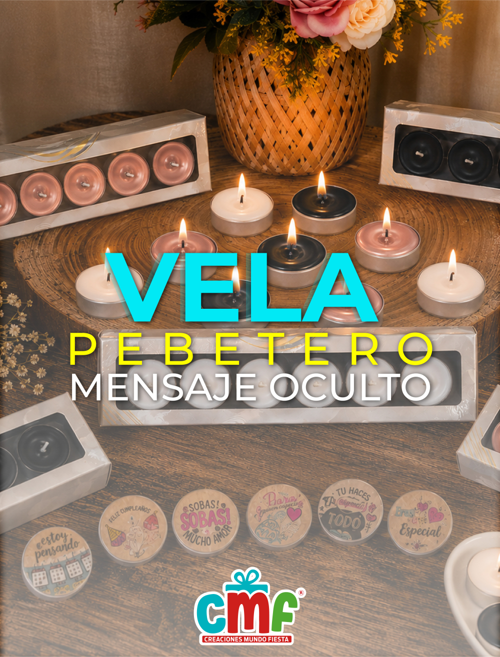 VELA PEBETERO METALIZADA/ MENSAJE OCULTO