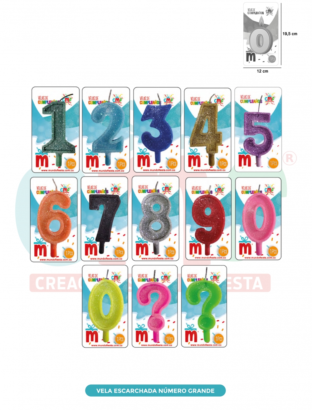 VELA ESCARCHADA NUMERO GRANDE 