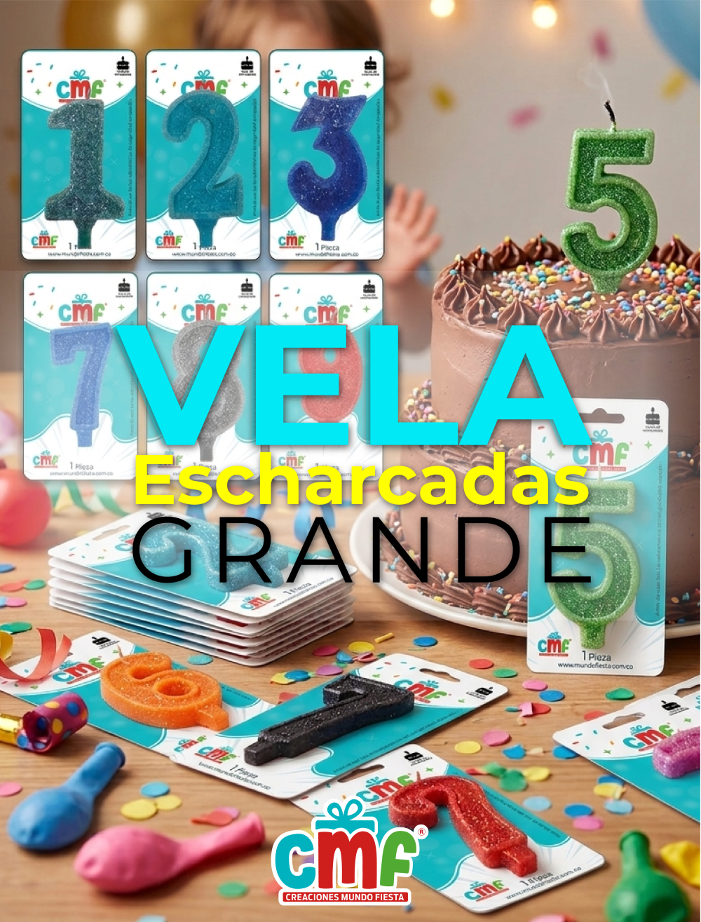 VELA ESCARCHADA NUMERO GRANDE 