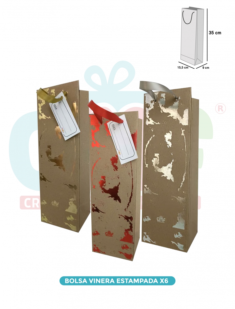 BOLSA VINERA ESTAMAPADA X6