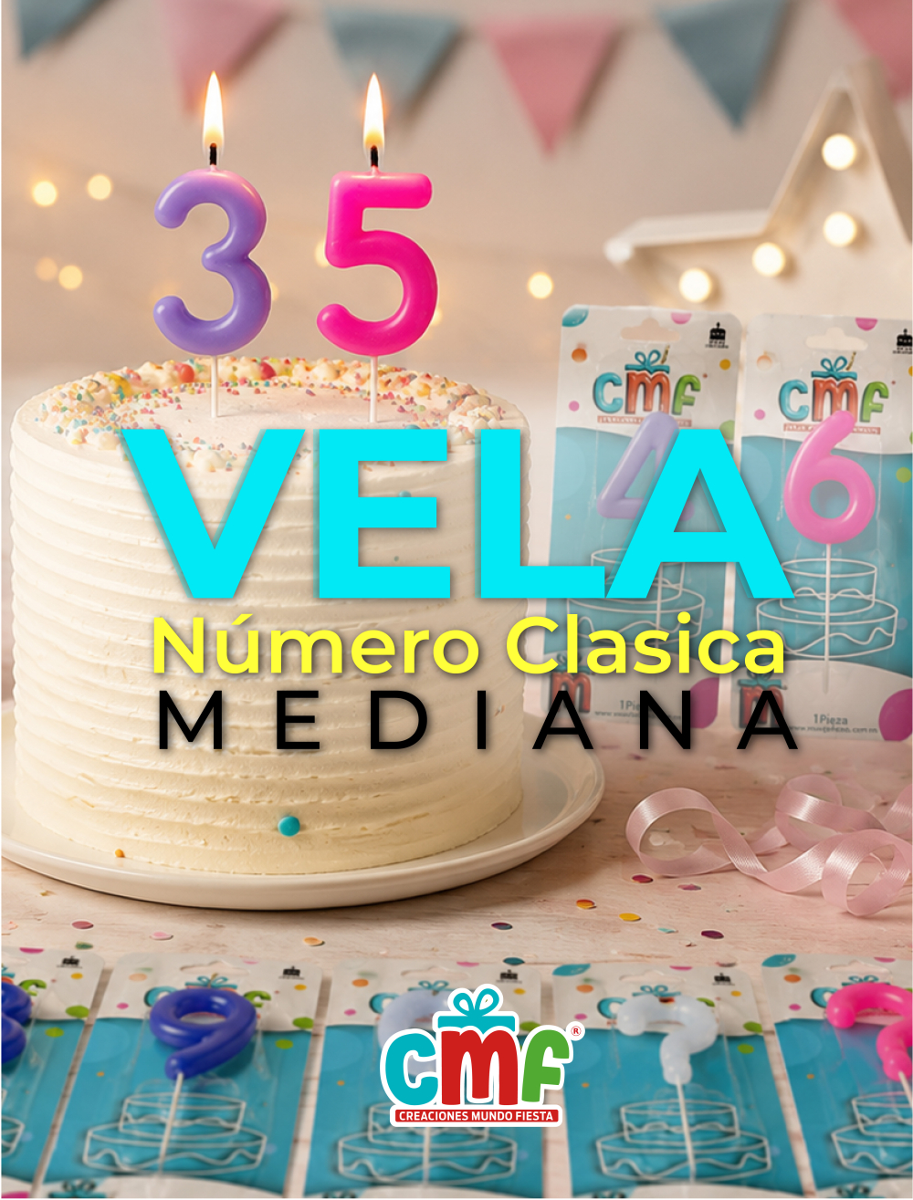VELA NUMERO CLASICA MEDIANA