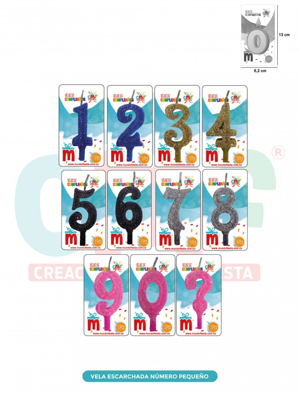 VELA ESCARCHADA NUMERO PEQUEÑO
