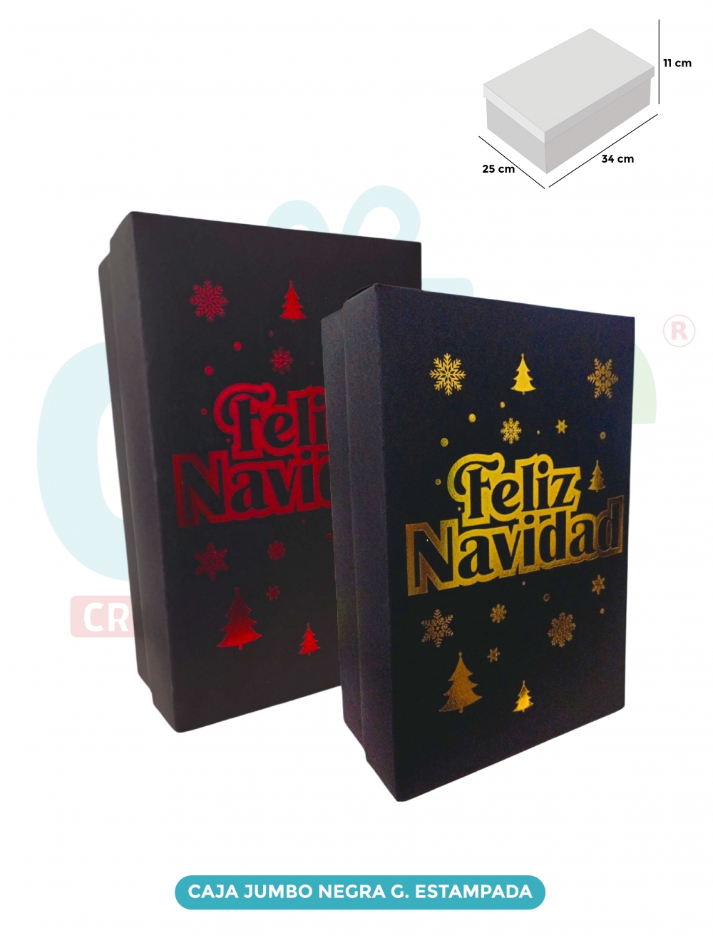 CAJA  JUMBO GRANDE NEGRA ESTAMPADA