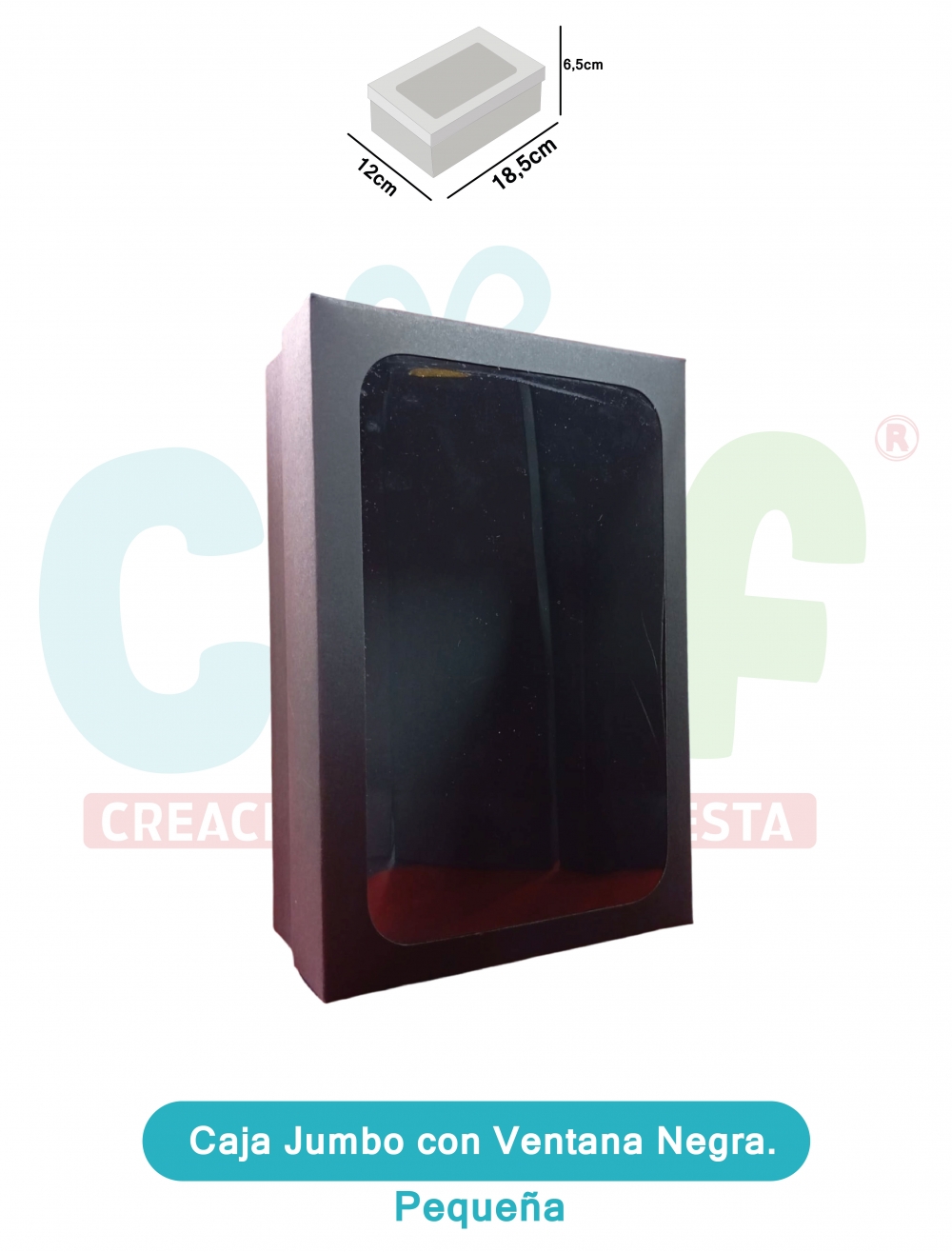 CAJA JUMBO CON VENTANA PEQUEÑA NEGRA 