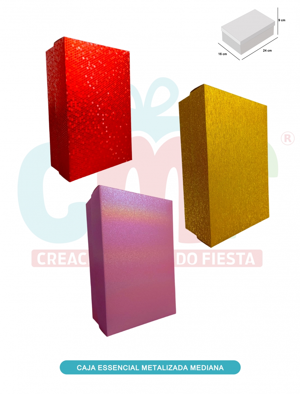 CAJA ESSENCIAL METALIZADA MEDIANA SIN VENTANA 