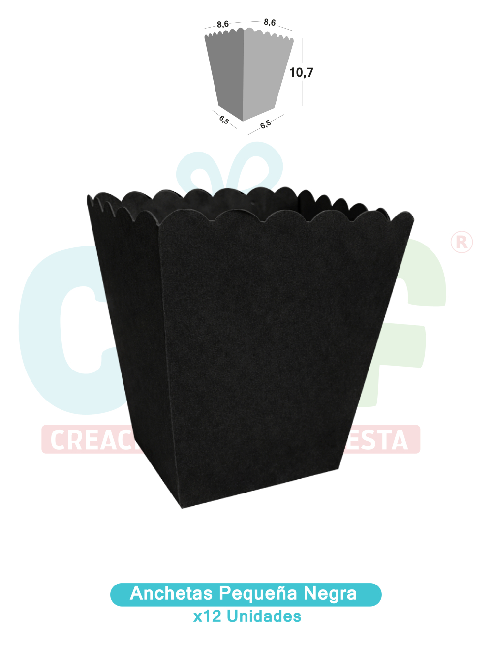 BASE ANCHETA NEGRA PEQUEÑA X12