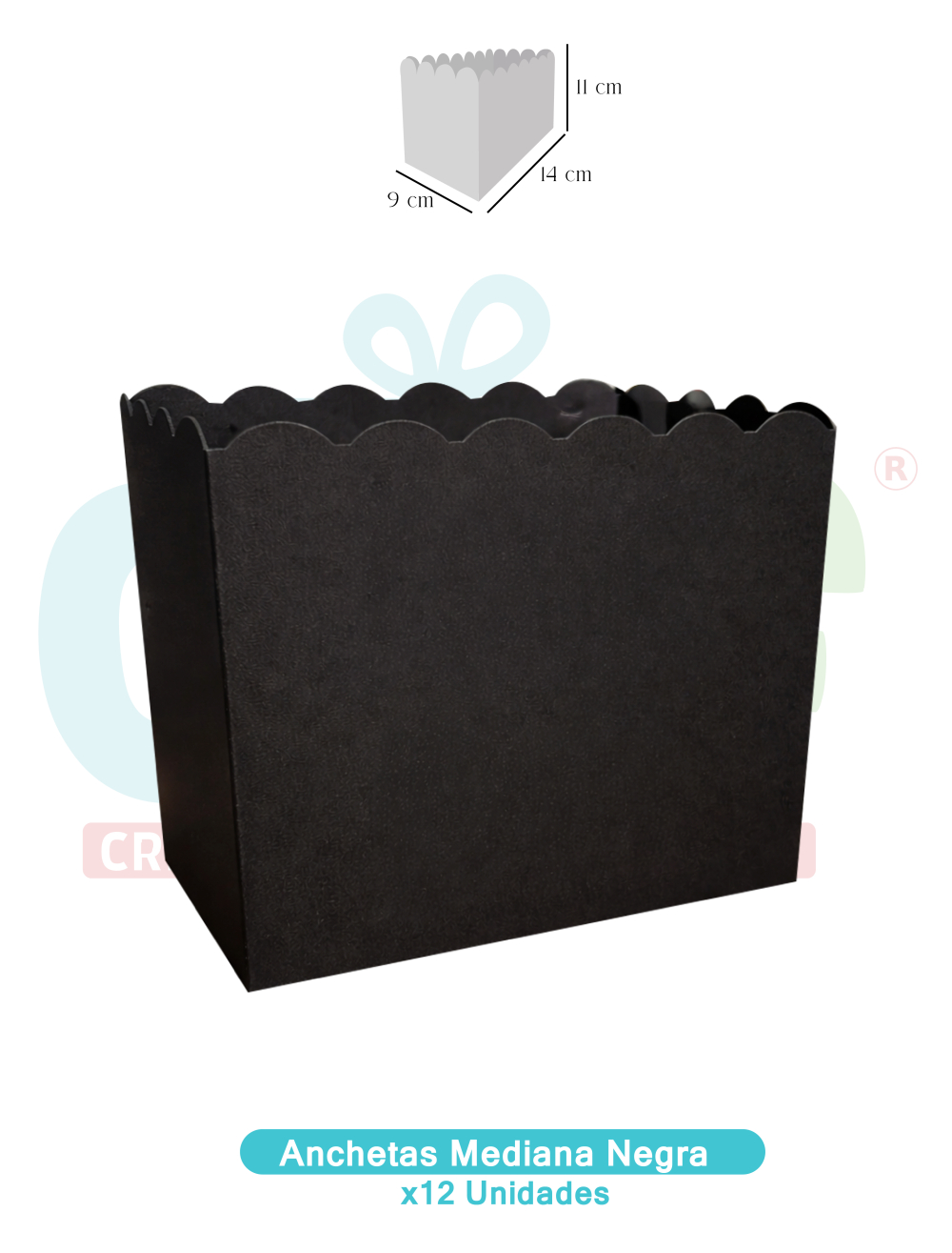 BASE ANCHETA NEGRA MEDIANA X12