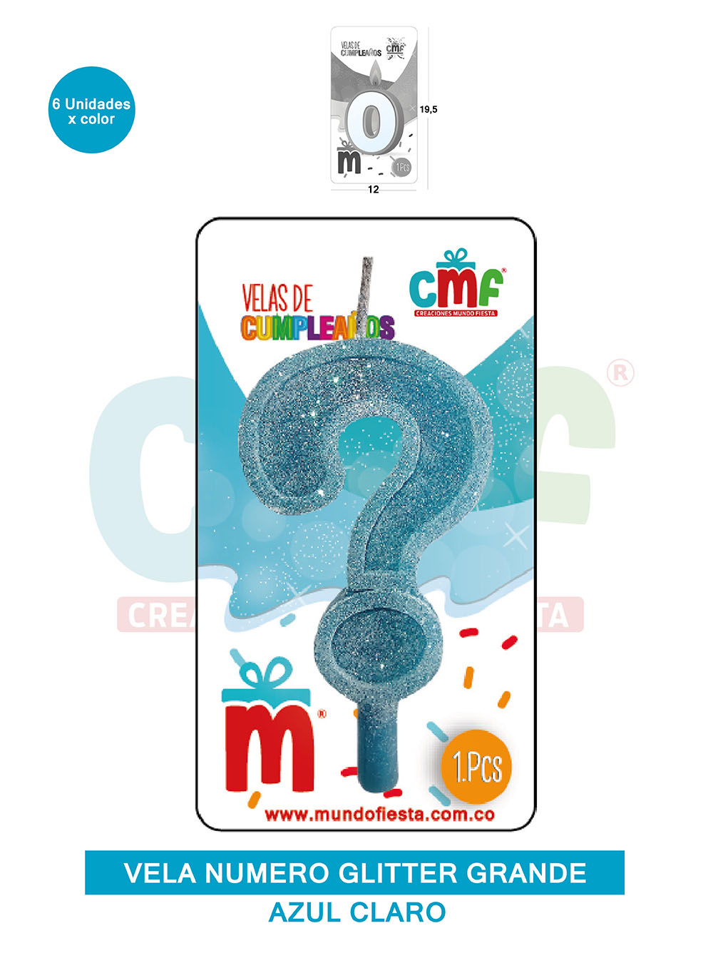 VELA ESCARCHADA NUMERO GRANDE  AZUL SUAVE ?