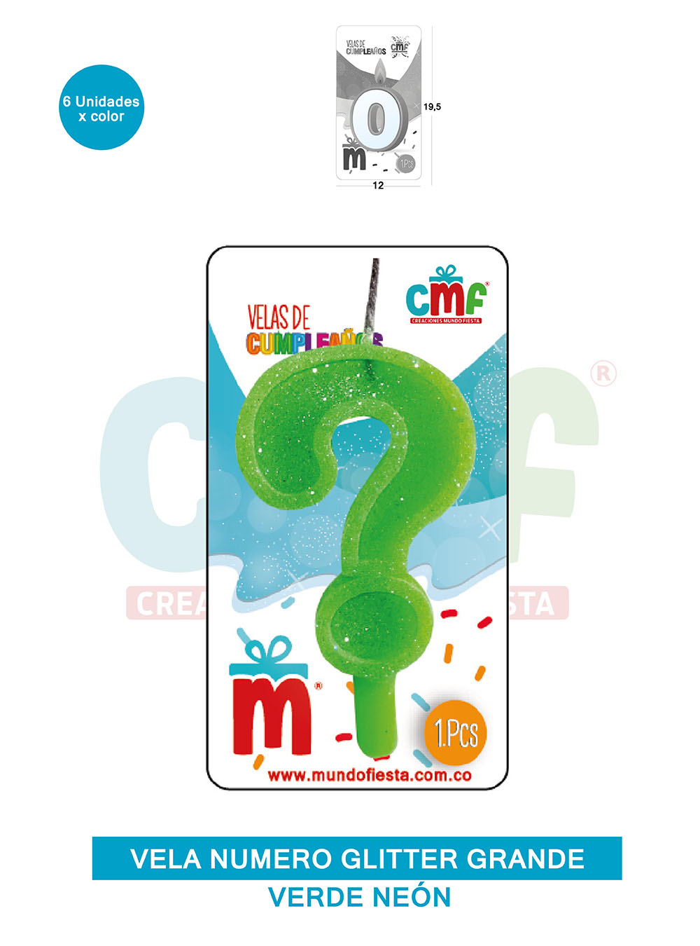 VELA ESCARCHADA NUMERO GRANDE  VERDE NEON ?
