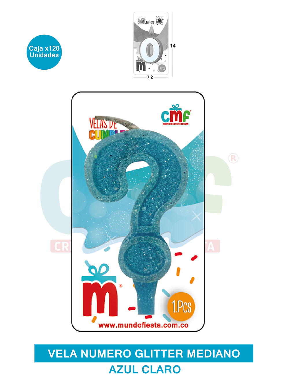 VELA ESCARCHADA  NUMERO MEDIANO AZUL SUAVE ?