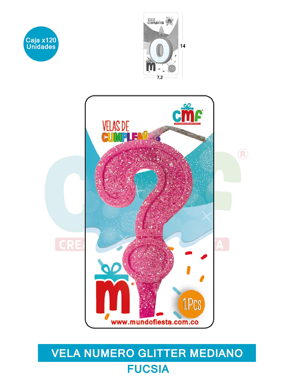 VELA ESCARCHADA  NUMERO MEDIANO FUCSIA ?